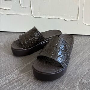 Crocs Brooklyn Platform Slides Espresso Dark Brown size 8